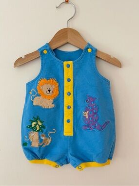 VINTAGE CLASS CLUB VGUC Boys Colorblock Zoo Animal Appliqué Summer Bubble